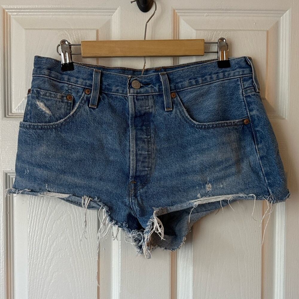 Levi's Distressed Blue Jean Shorts Cut Off 31" waist